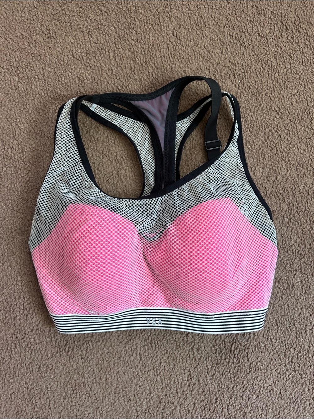 32D VSX Sports Bra Pink Black White Victorias Secret Racerback